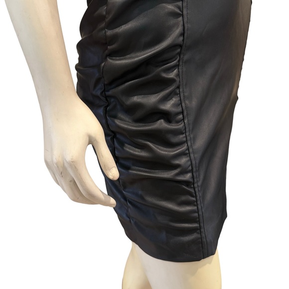 NEW Guess Ruched Vegan Leather Bodycon Mini Dress - Picture 11 of 13